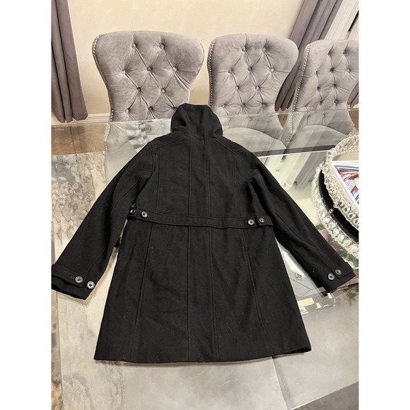 Eddie Bauer Petite Black Wool Blend Hooded Zip Front Coat Size S - Picture 13 of 14